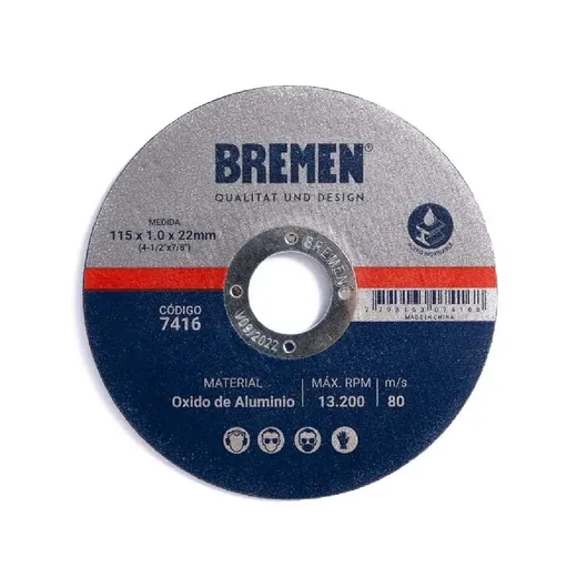 Disco de Corte Bremen 115X1.6X 22MM OX.ALUMX25U7418