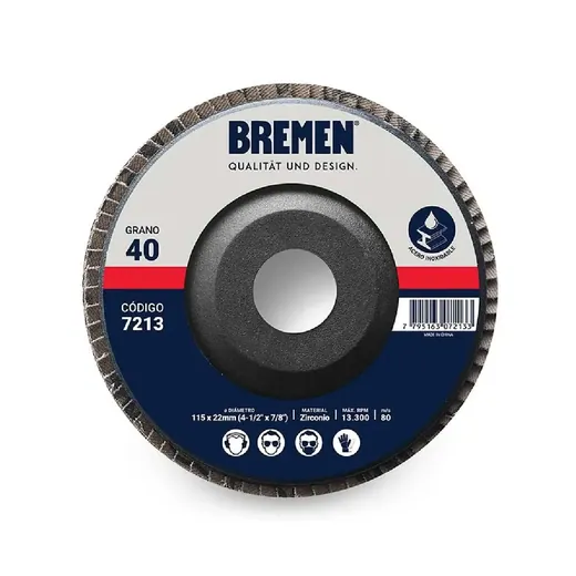 Disco Flap Bremen 4-1/2″115X22MM-ZIRCONIO-120X10U-7216